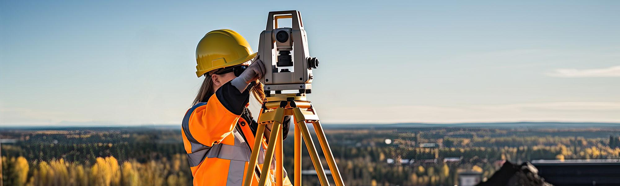 Surveyor against a horizon