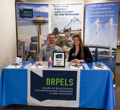 BRPELS Staff Bryce Dickison and Mackenzie Wherrett staff the welcome booth